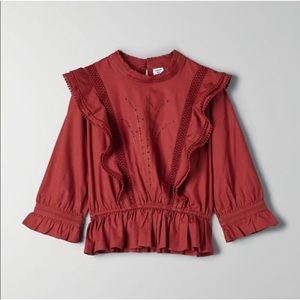 Aritzia Sunday Best Britta Blouse Burnt Clay Large